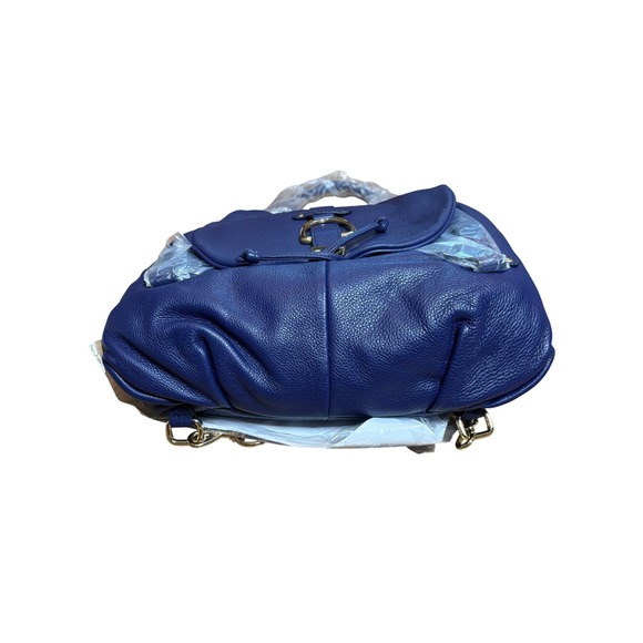 G.I.L.I. Royal Blue Pebbled Leather Convertible Backpack Shoulder Bag Stirrup